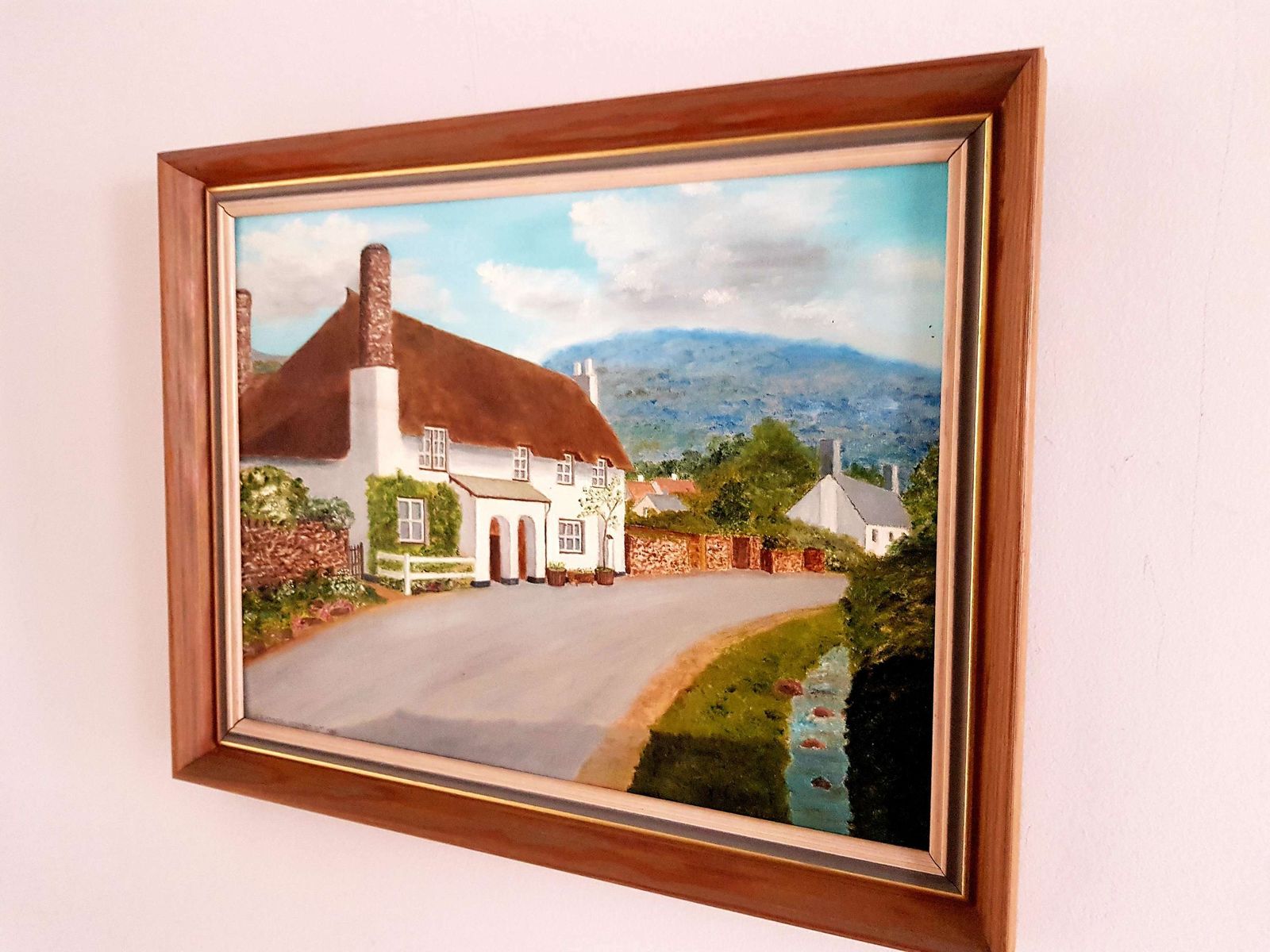 Oil On Canvas Painting Of A Cottage At Bossington, Somerset photo 75.0