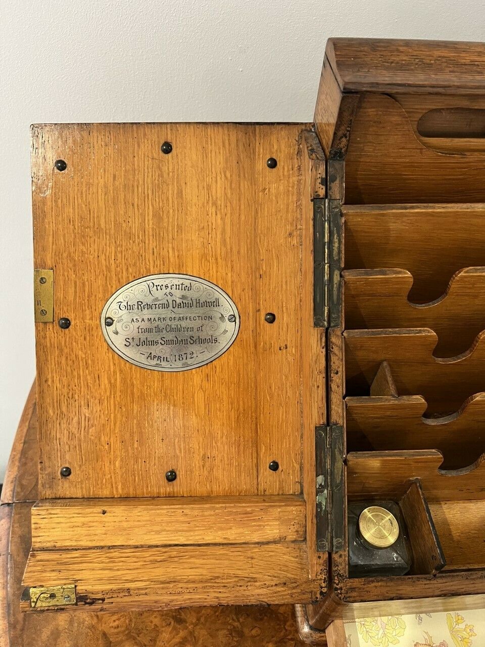 Quality Victorian Oak Stationary Box photo vinterior