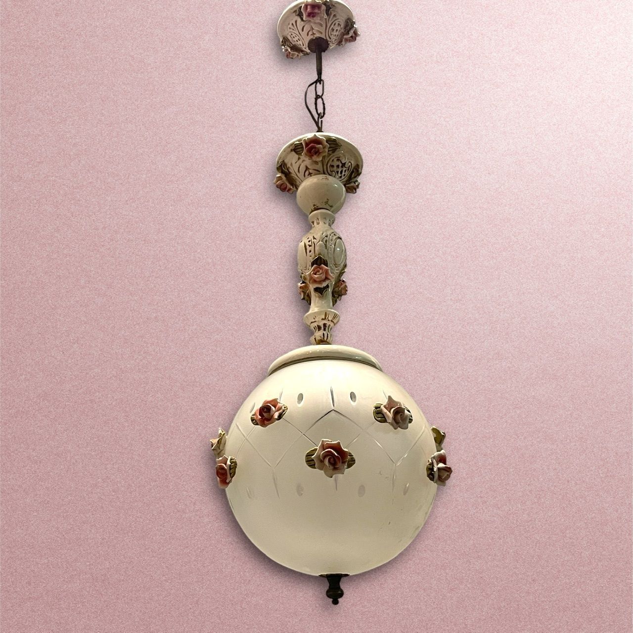 Italian Ceramic Rose Light Pendant