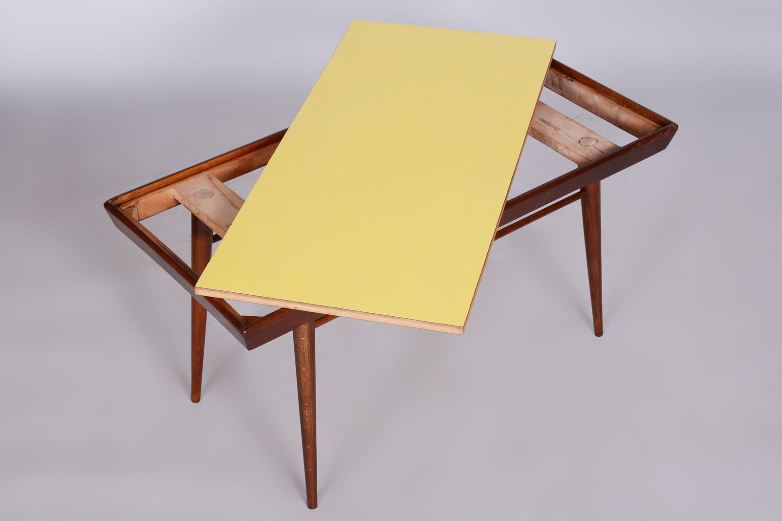 photo furniture Restored Mid Century Coffee Table, Swivel Top, Beech, Umakart, Revived Polish, Czechia, 1950s