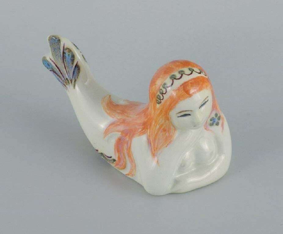 Doreen Middelboe For Aluminia/Royal Copenhagen, Faience Mermaid Figure. 1970s.
