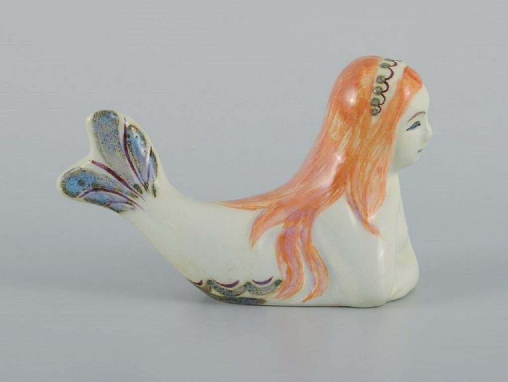 Doreen Middelboe For Aluminia/Royal Copenhagen, Faience Mermaid Figure. 1970s. photo furniture