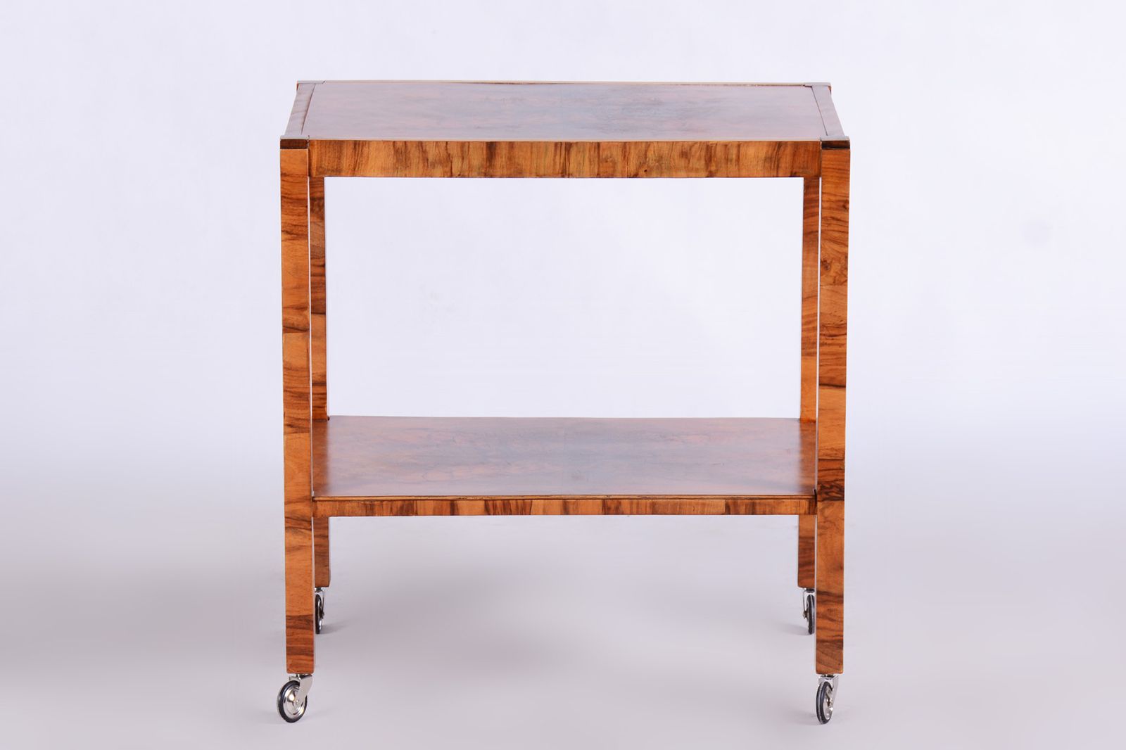 Restored Art Deco Walnut Trolley, New Polish, Czechia, 1930s photo for sale