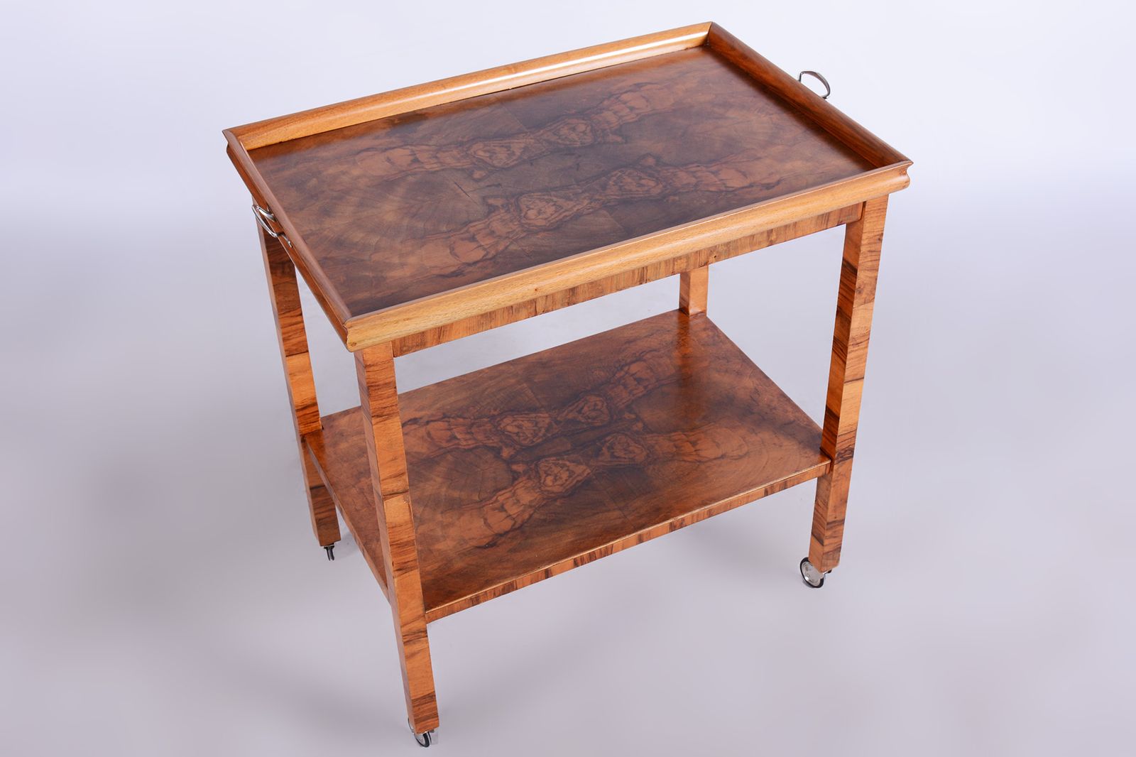 photo furniture Restored Art Deco Walnut Trolley, New Polish, Czechia, 1930s