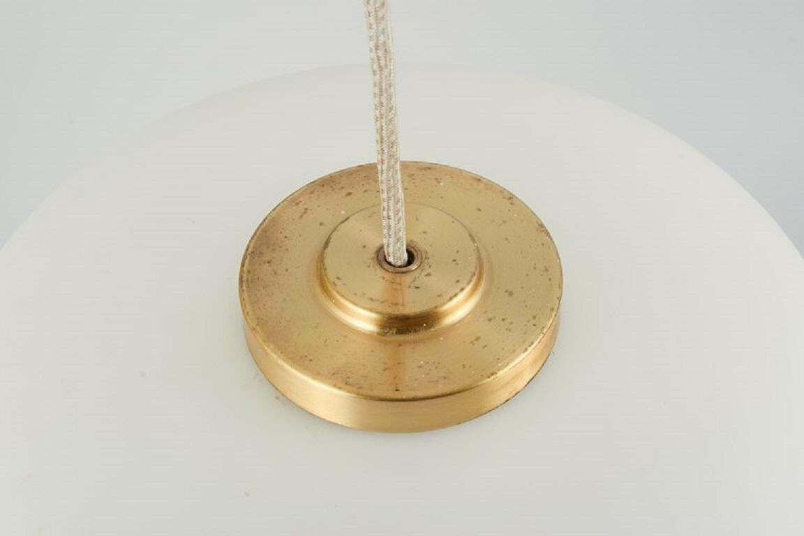 Fog & Mørup Pendant In Frosted Opal Glass With Brass Mounting. Mid 20th C. photo for sale
