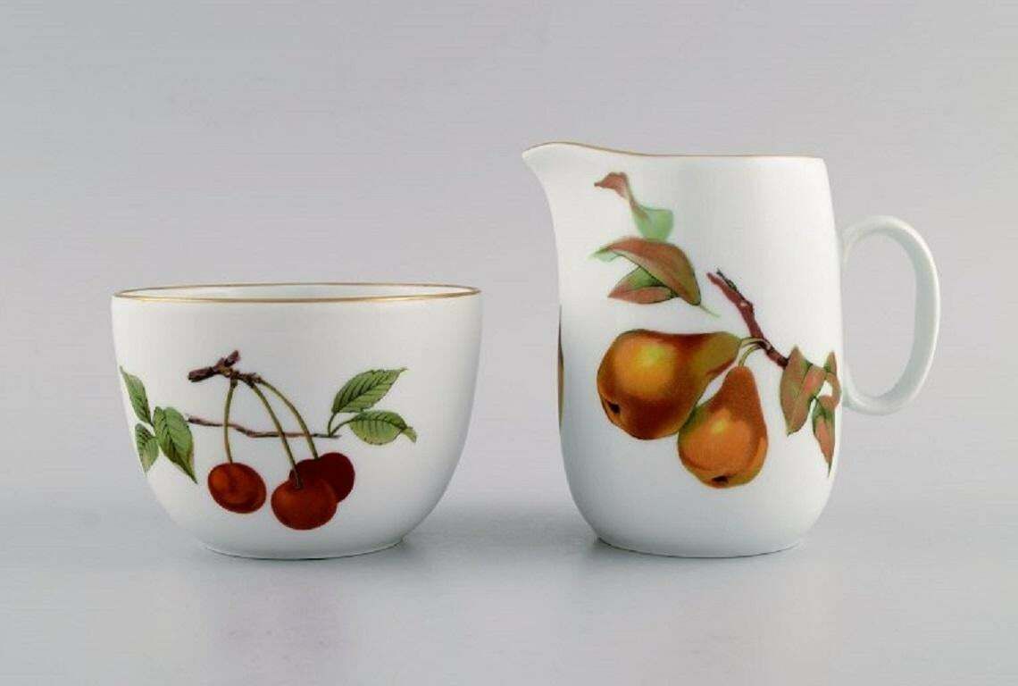 Royal Worcester, England. Evesham Porcelain Cup With Sugar Bowl And Cream Jug photo Home Decor