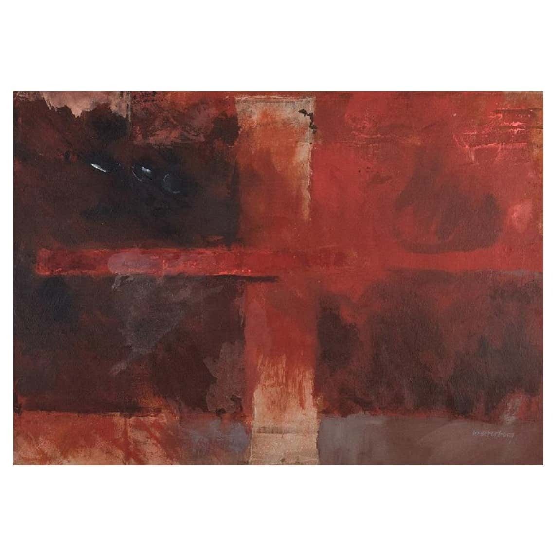 Eddie Westerberg, Swedish Artist, Oil On Canvas, Abstract Composition
