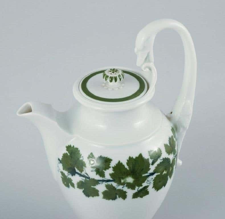 Meissen Green Ivy Vine. Coffee Pot In Hand Painted Porcelain. Early 20th Century photo for sale