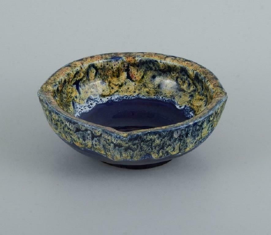 Vallauris, France, Three Ceramic Bowls In Brightly Coloured Glazes. 1960/70s.