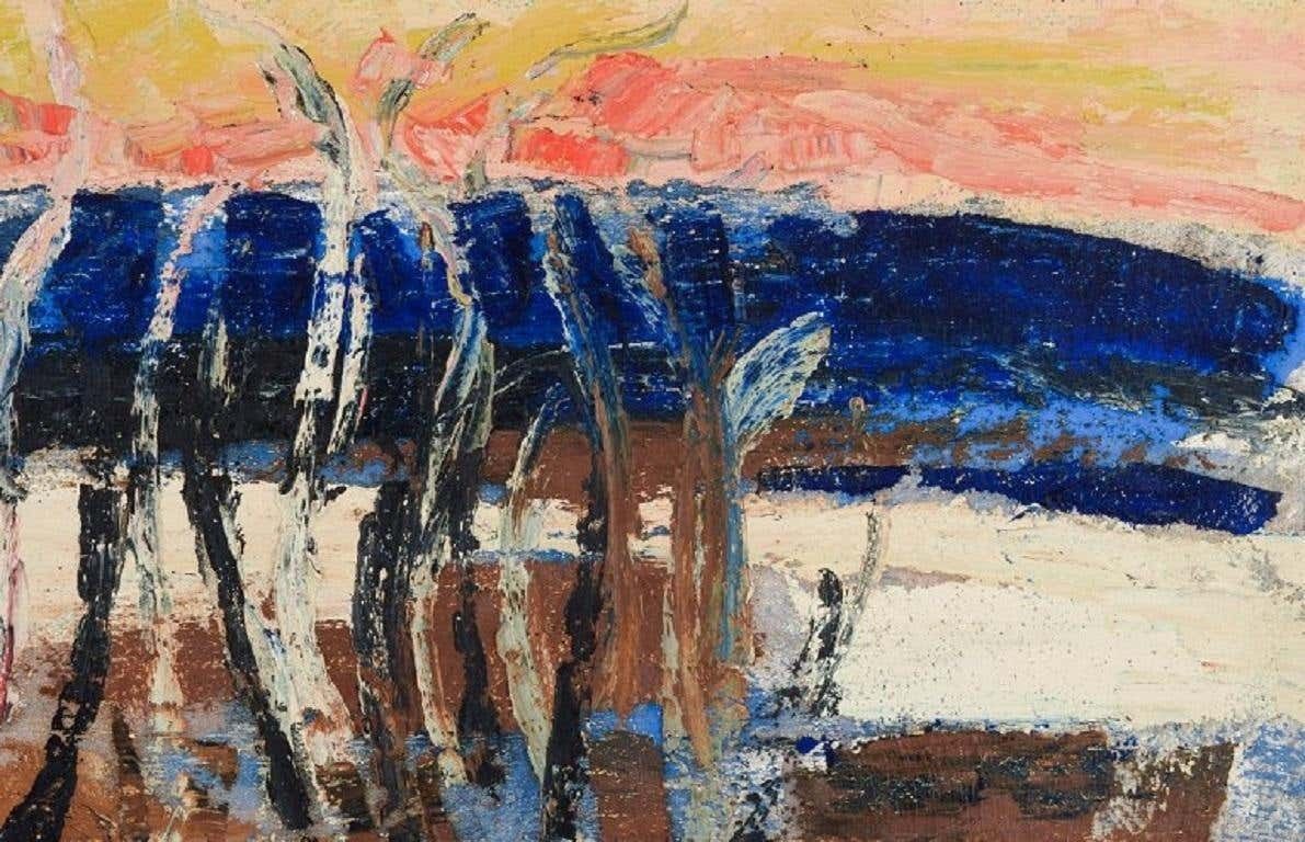 Eric Lundberg, A Listed Swedish Painter. Modernist Landscape, Oil On Canvas photo Art