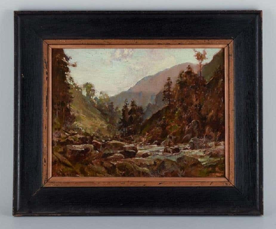 David Hewitt, Listed British Artist, Landscape, Oil On Board photo furniture