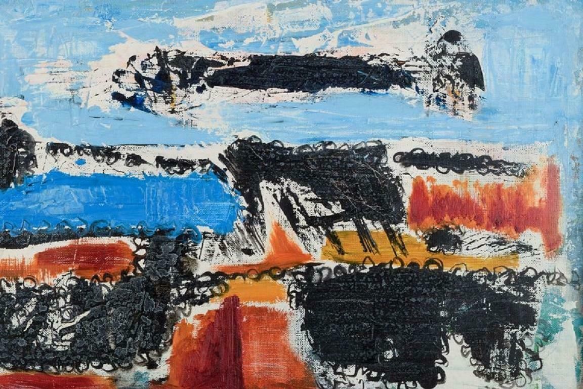 Carl Johansson Listed Swedish Artist  Abstract Composition Oil On Canvas photo Art