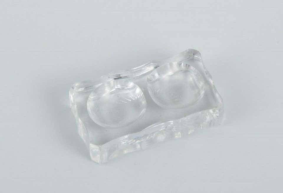 Baccarat, France, Five Art Deco Double Salt Cellars, Faceted Crystal Glass photo buy