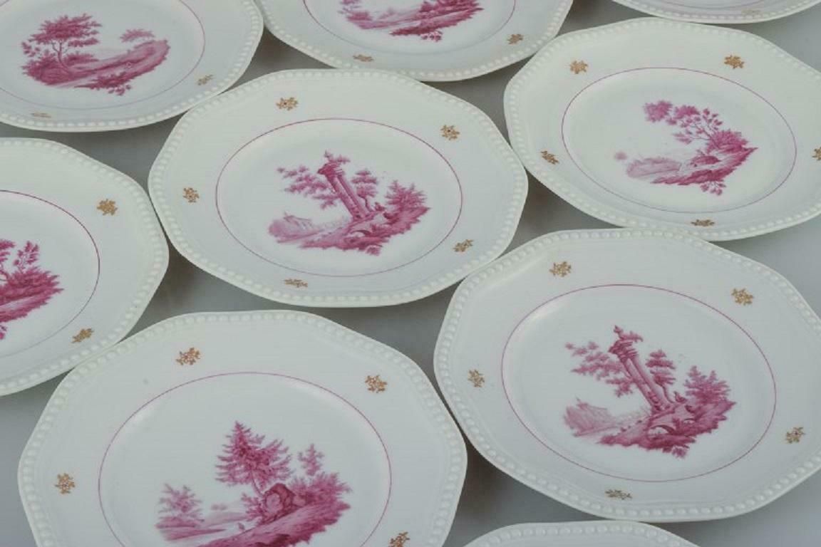 Rosenthal, A Set Of Ten Plates, Hand Painted In Purple With Landscape Scenes. photo furniture