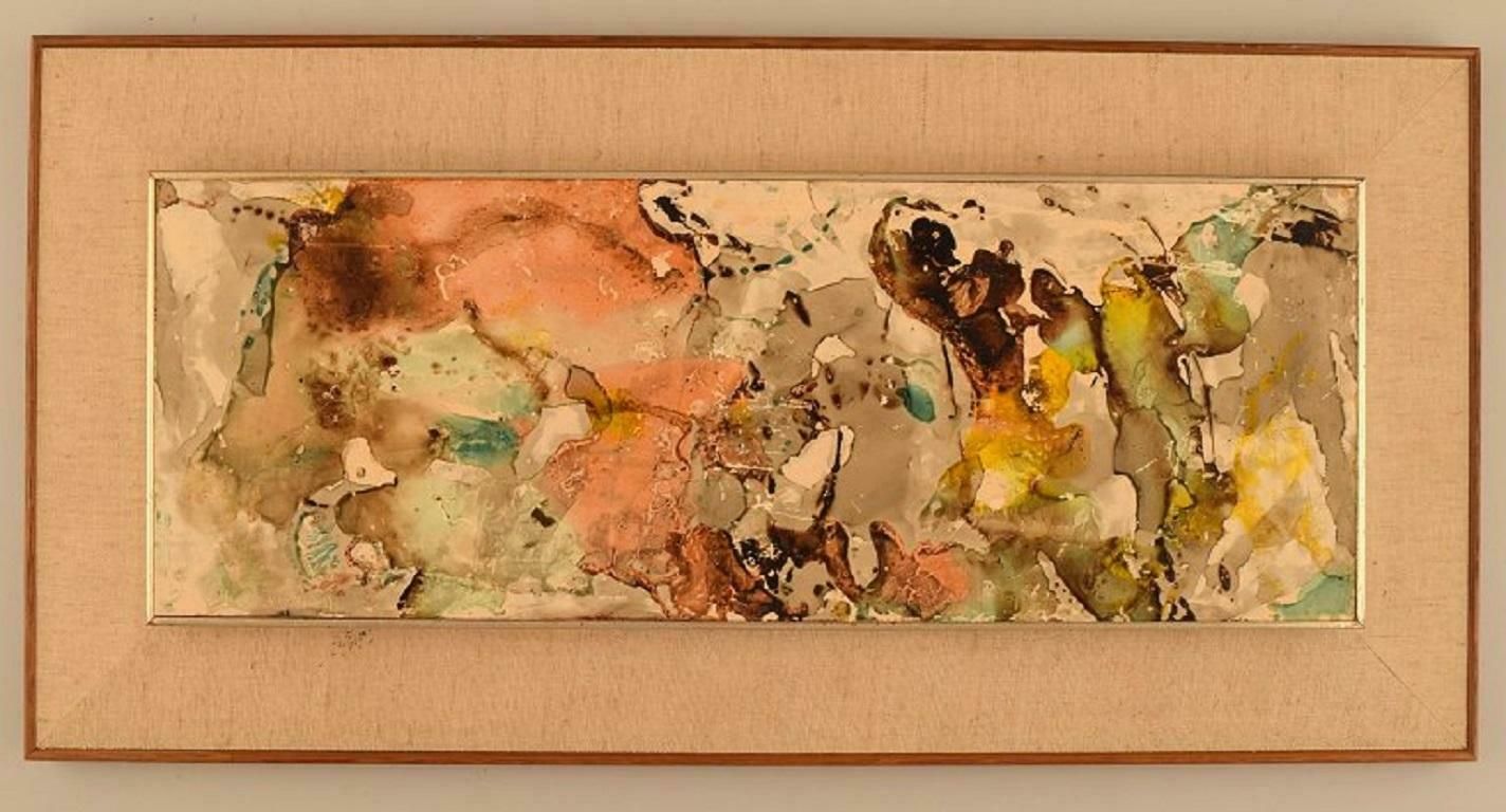 Elin Svipdag  Mixed Media Art On Board By The Sea  Dated 1970 photo furniture