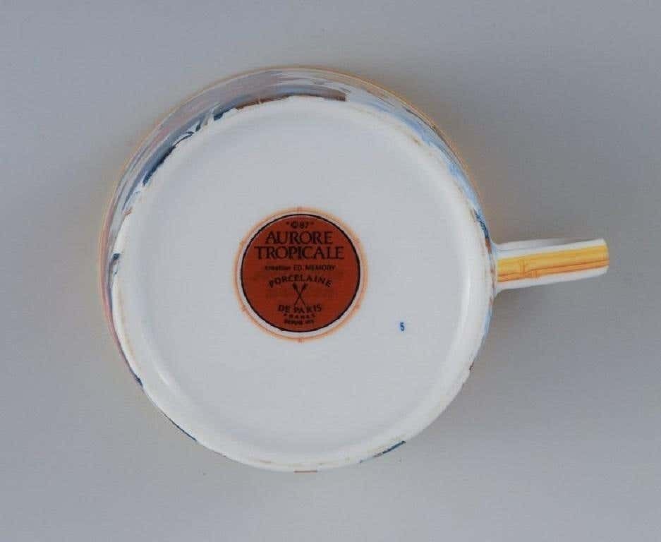 Porcelaine De Paris Aurore Tropicale Two Coffee Cups And A Plate, Limoges photo vinterior