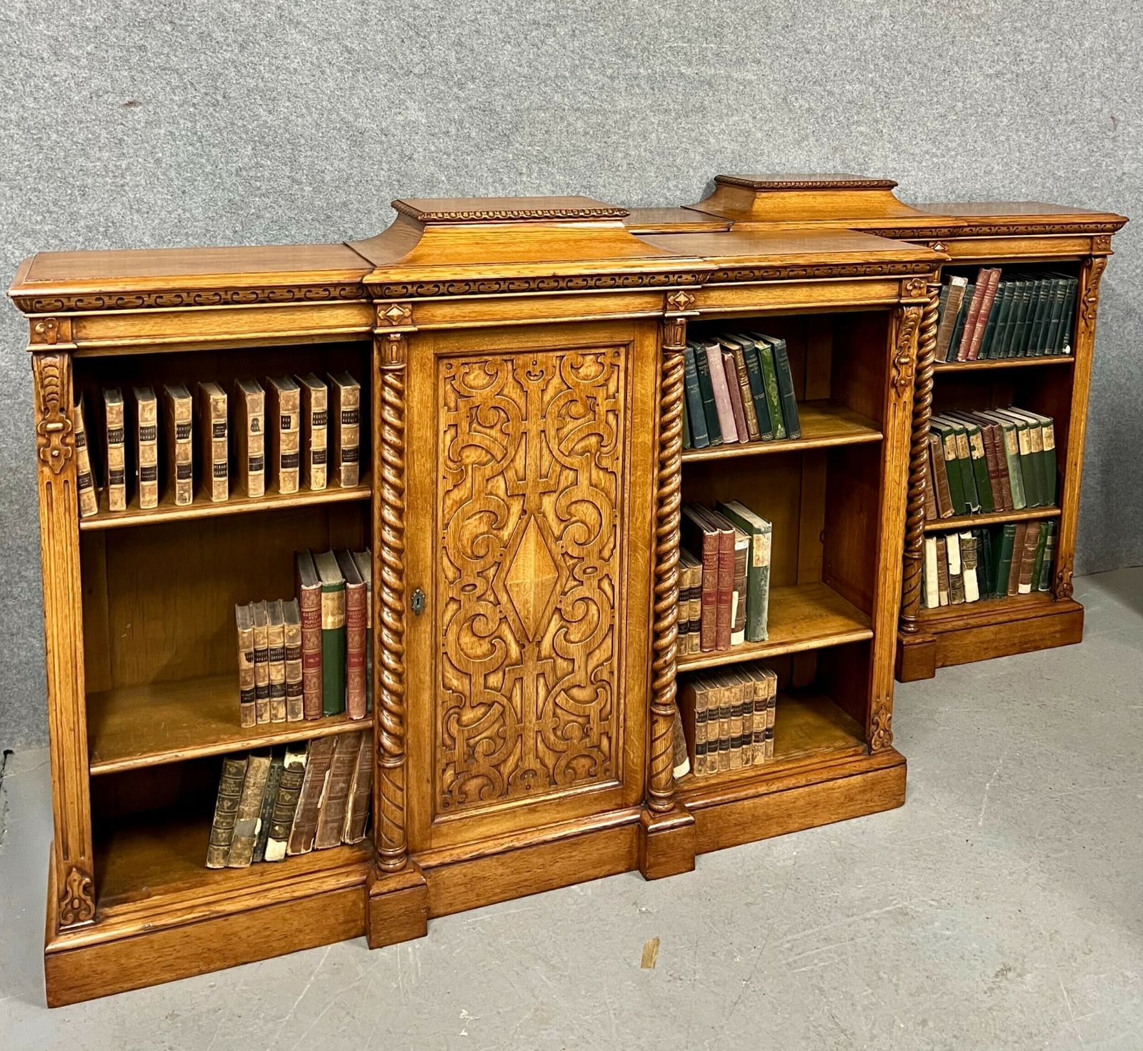 Pair Of Richard Bridgens Oak Open Bookcases