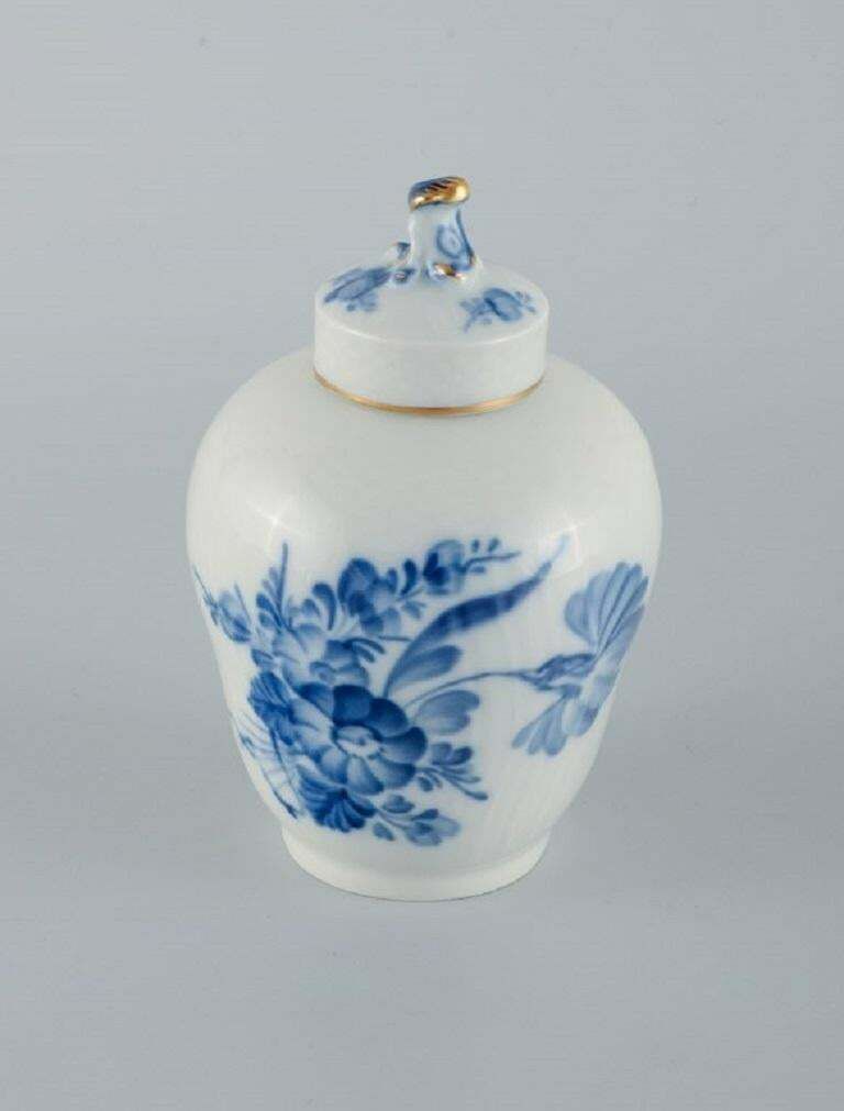 Royal Copenhagen, Royal Blue Flower Curved Tea Box With Gold Decoration photo furniture