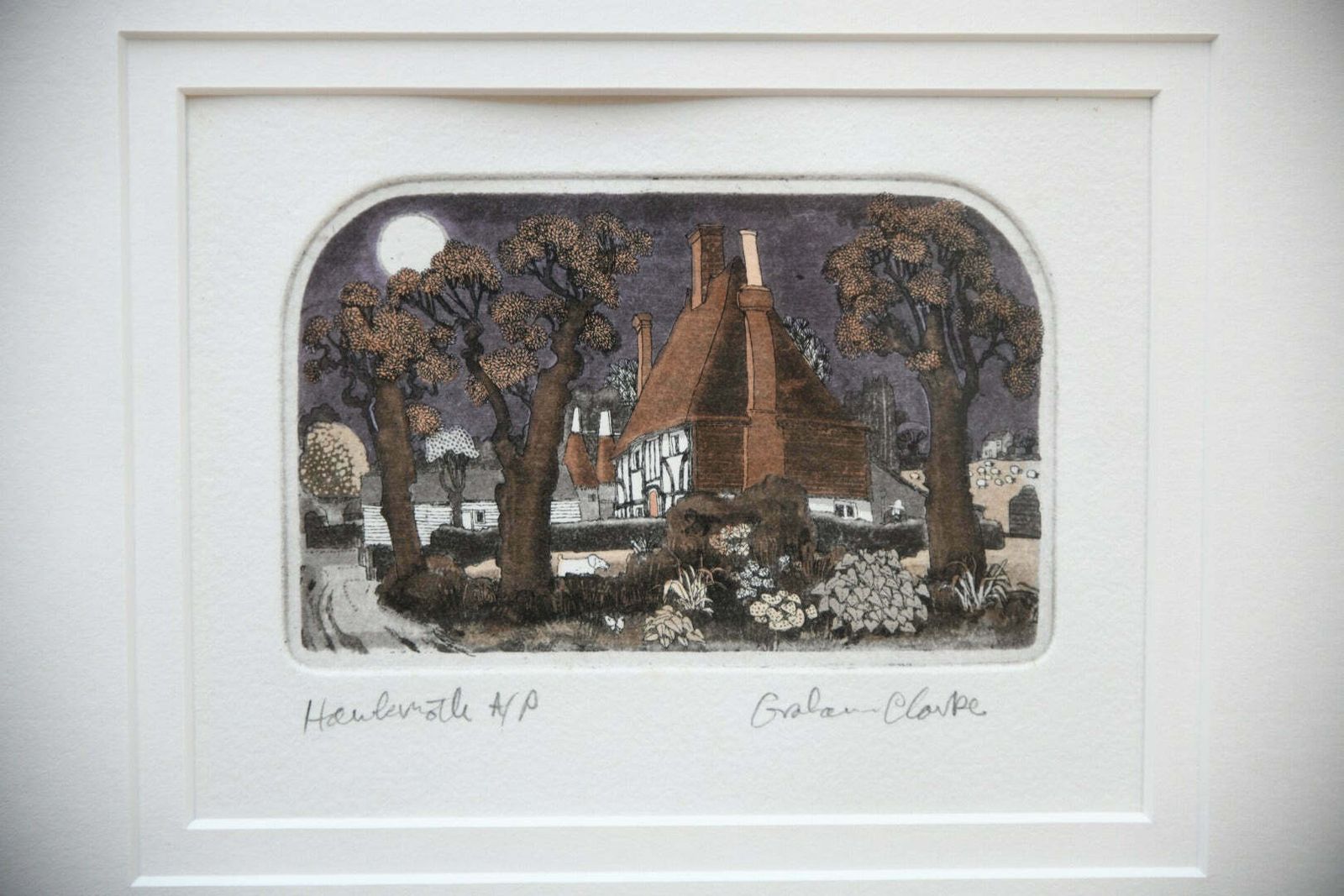 Graham Clarke Etchings Borage & Hawkermoth Artist Proof photo vinterior