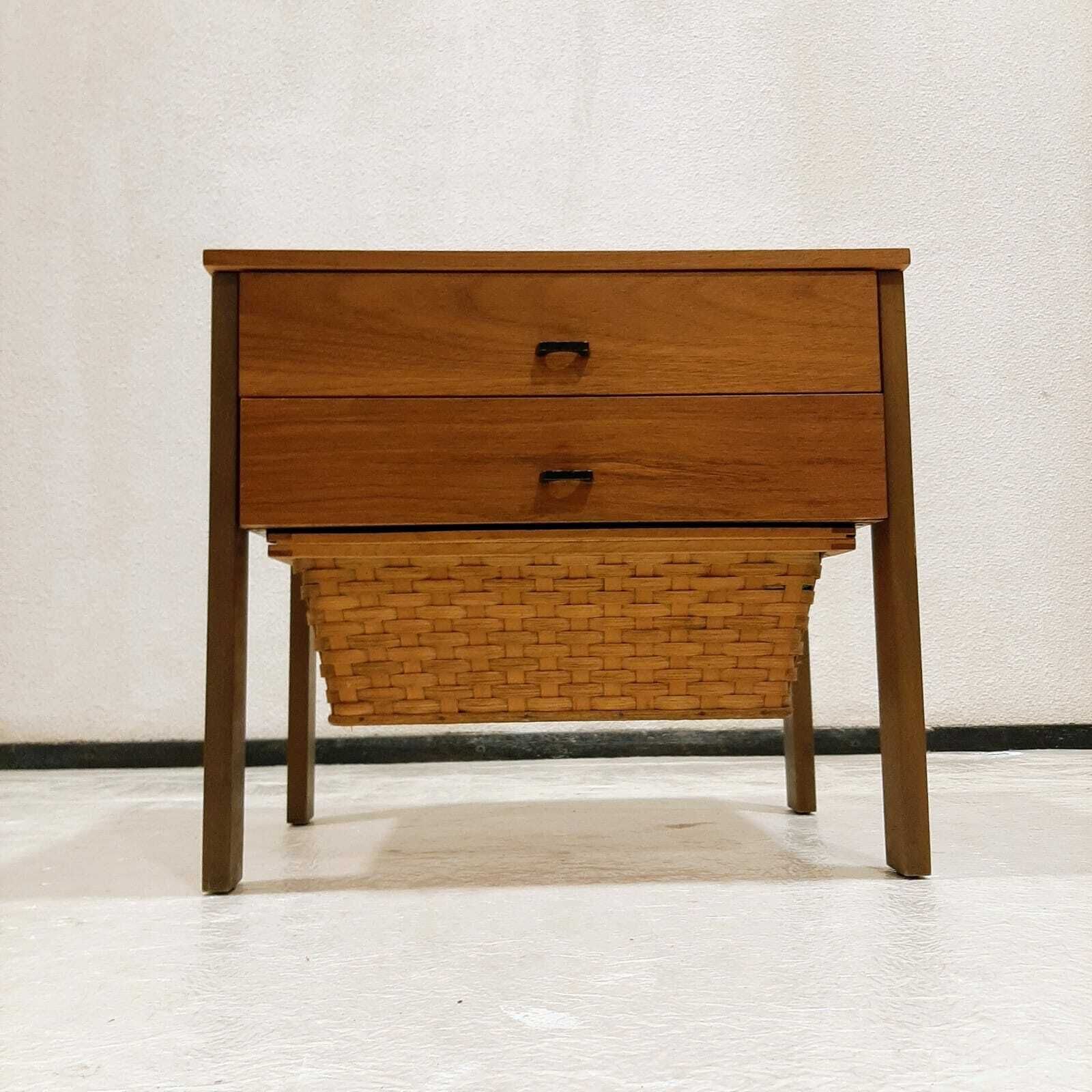 Sewing Cabinet With Reed Basket By Horn Collection, West Germany 1950s photo 380.0