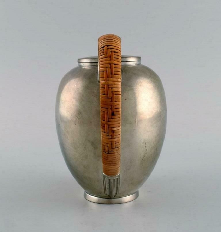 Just Andersen, Denemarken, Art Deco Tinnen Koffiepot Met Rieten Handvat photo 170.0