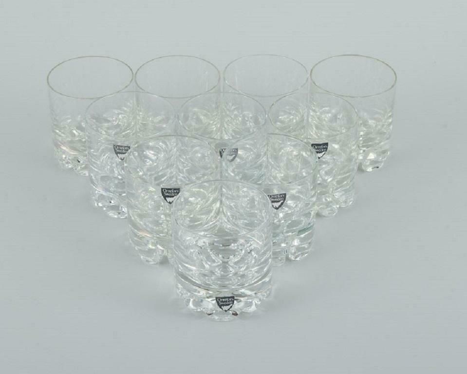 Orrefors. Swedish Art Glass. A Set Of 10 Whiskey Glasses. photo for sale