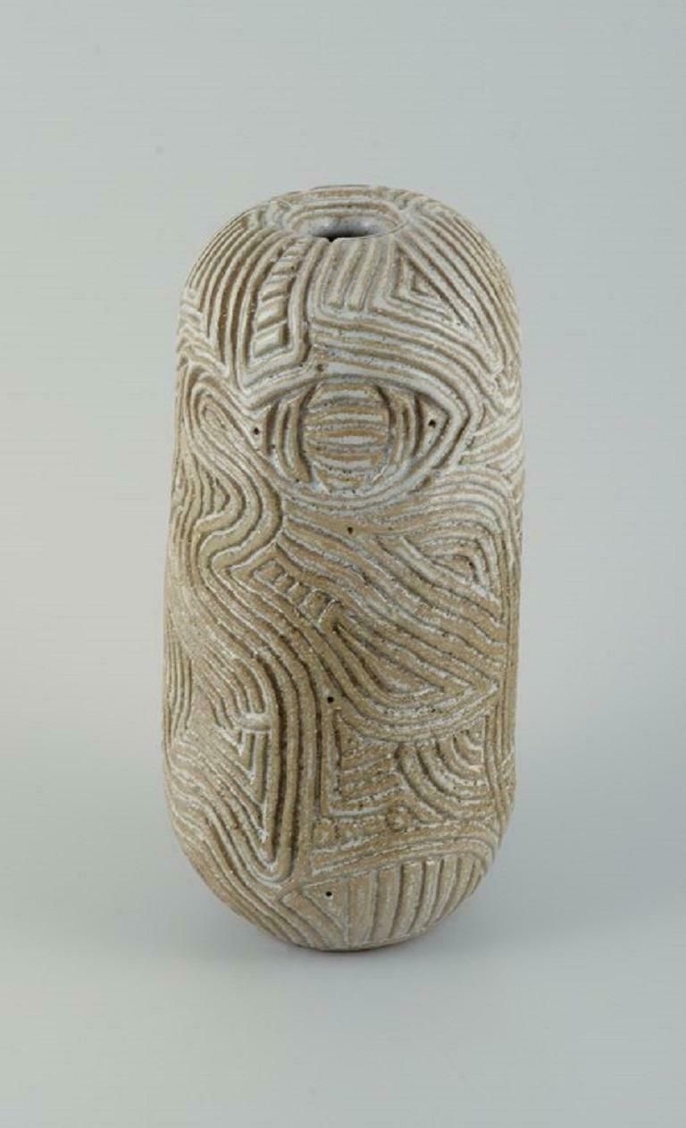 Christina Muff, Danish Contemporary Ceramicist. Unique Hand Carved Vase photo furniture