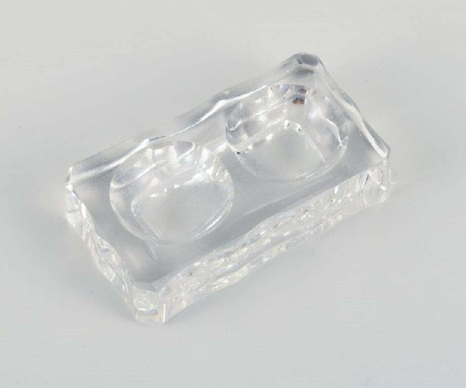 Baccarat, France, Four Art Deco Double Salt Cellars, Faceted Crystal Glass photo for sale