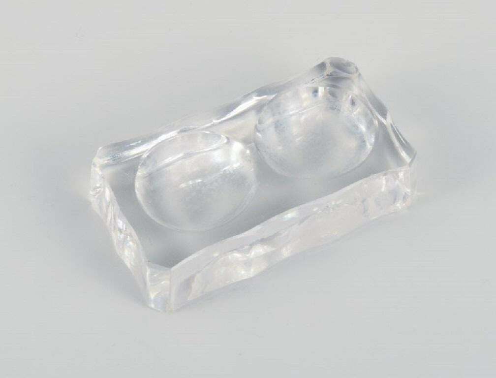 Baccarat, France, Four Art Deco Double Salt Cellars, Faceted Crystal Glass photo vinterior