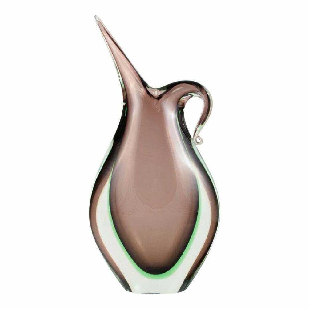 Murano Purple/Green/Clear Vase In Hand Blown Art Glass, Italian Design, 1960s