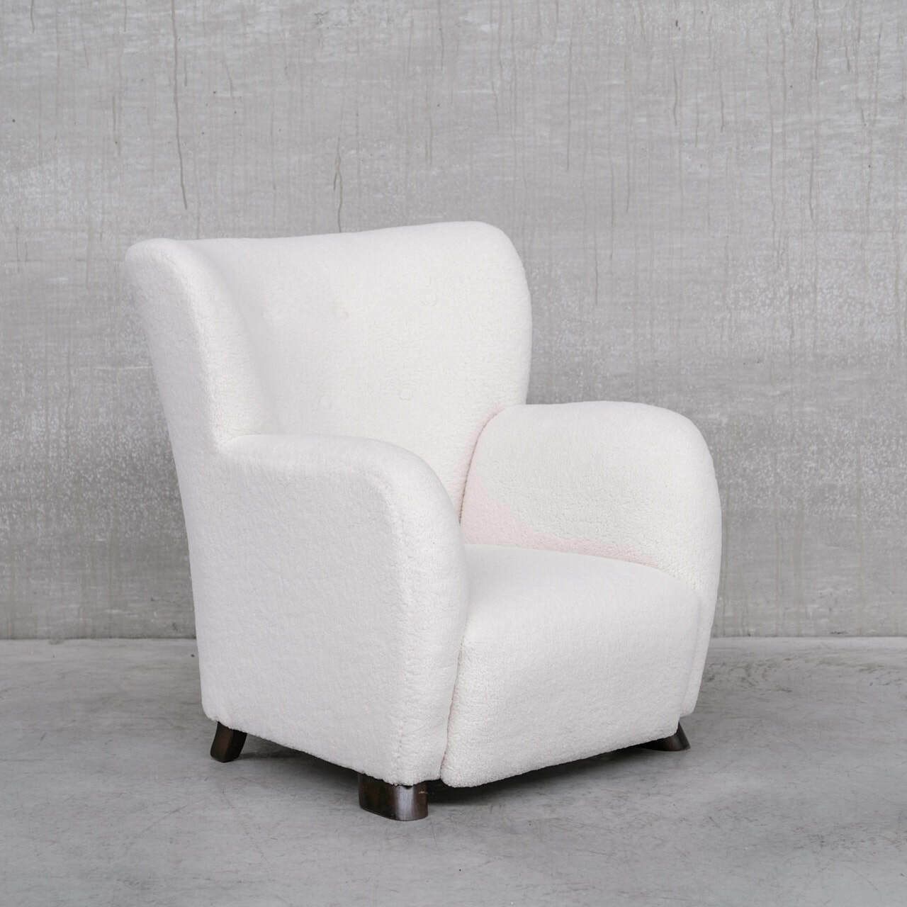Pair Of White Boucle Danish Mid Century Armchairs photo furniture