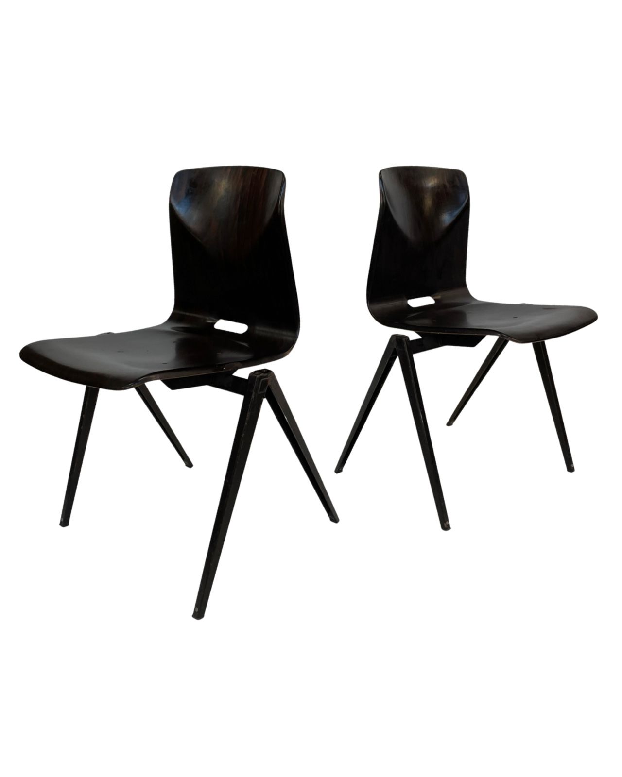 photo buy Set Of Four Pagholz Galvanitas S22 Stackable School Chair Brown