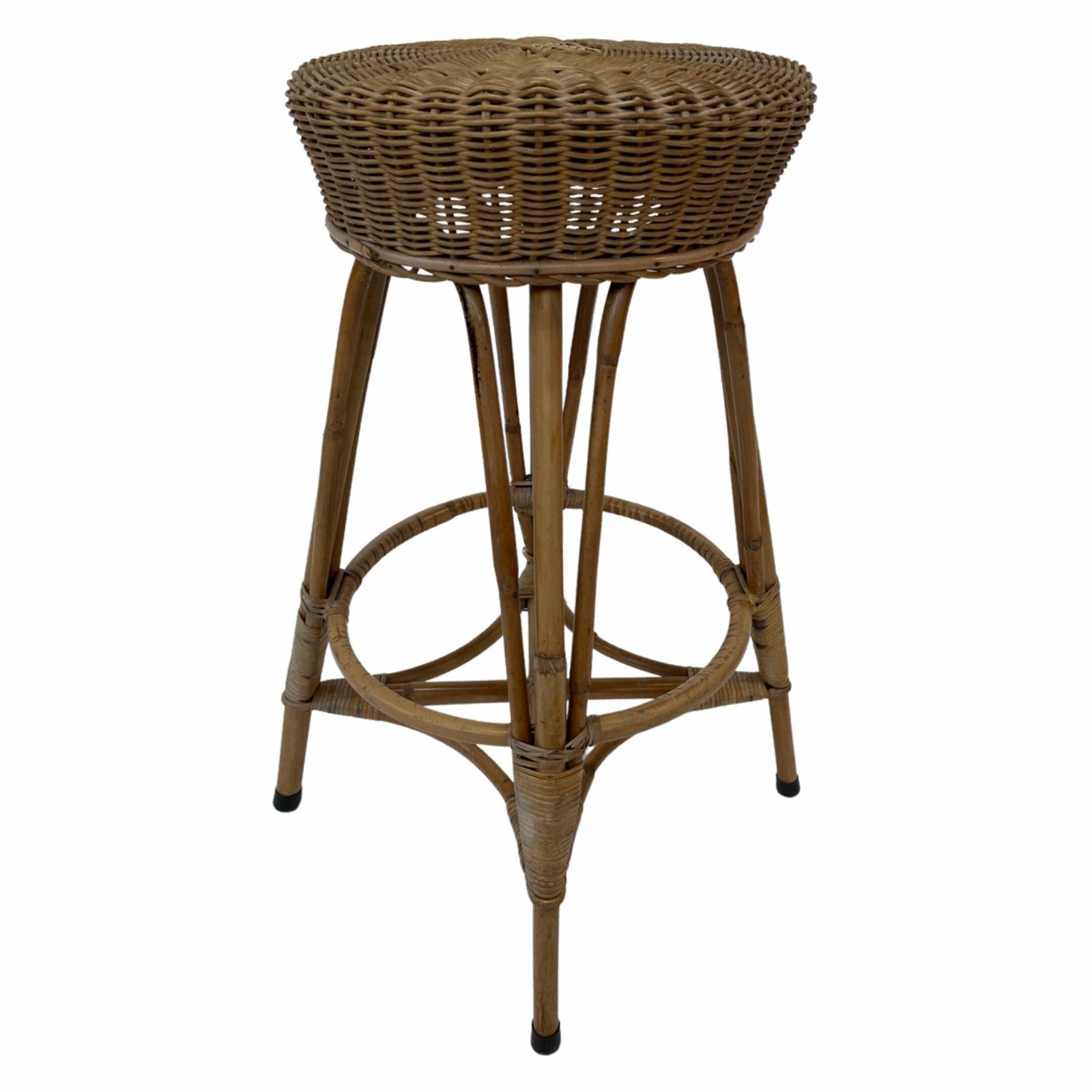 Furniture Vintage Rattan Stool From The 60s photo