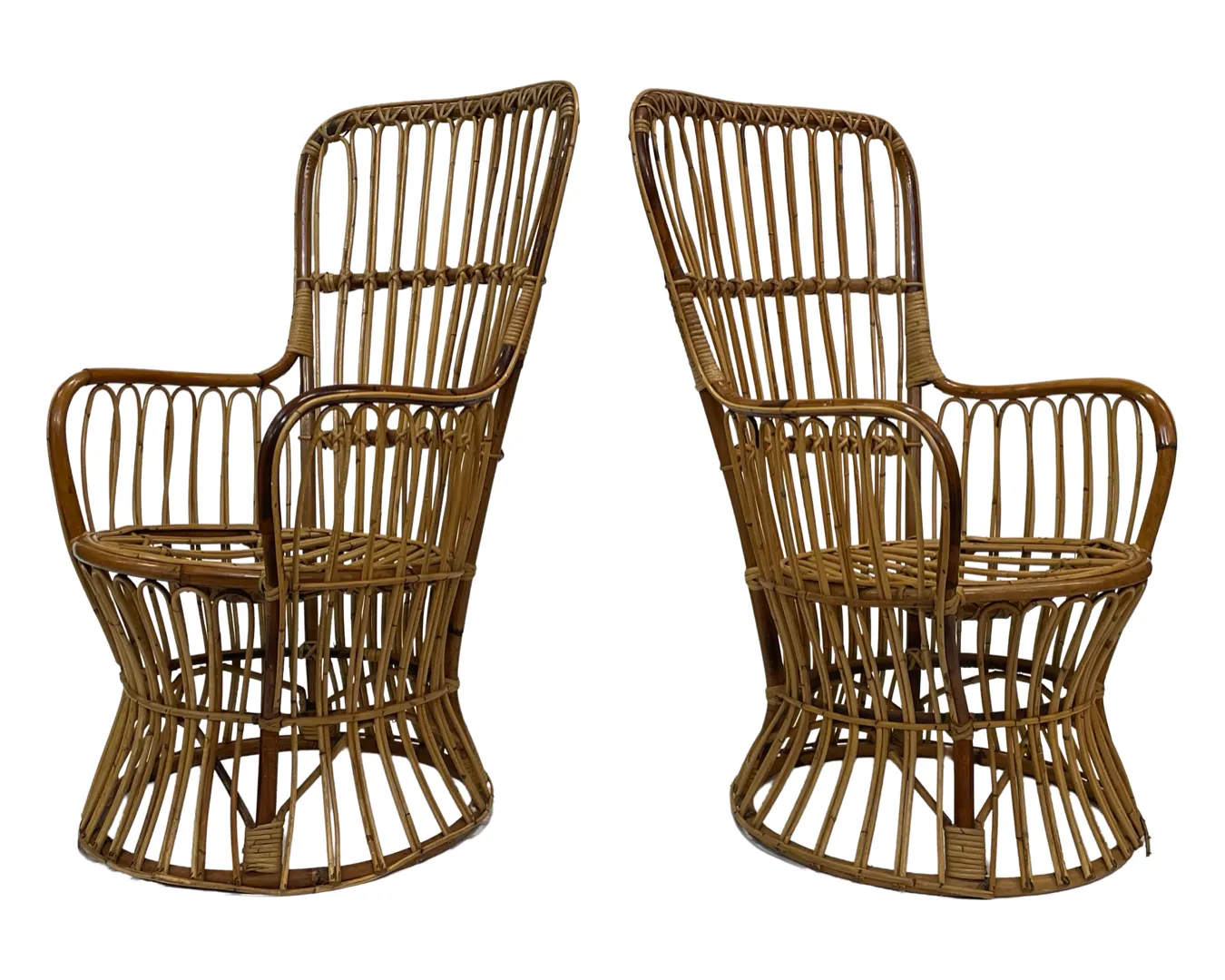 Set Of Two Mid Century Rattan Armchairs By Bonacina 1950 Design photo 864.24