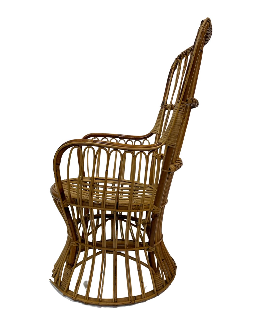 photo for sale Set Of Two Mid Century Rattan Armchairs By Bonacina 1950 Design