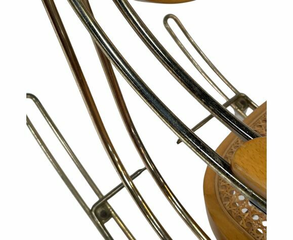972.4 Vintage Brass Curved Wooden Rocking Chair photo