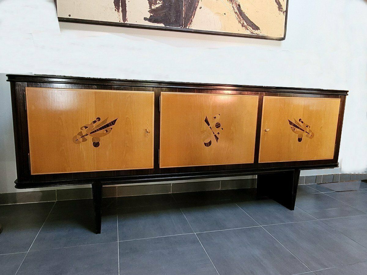 Sideboard   Bar In Exotic Wood Marquetry, 1960s