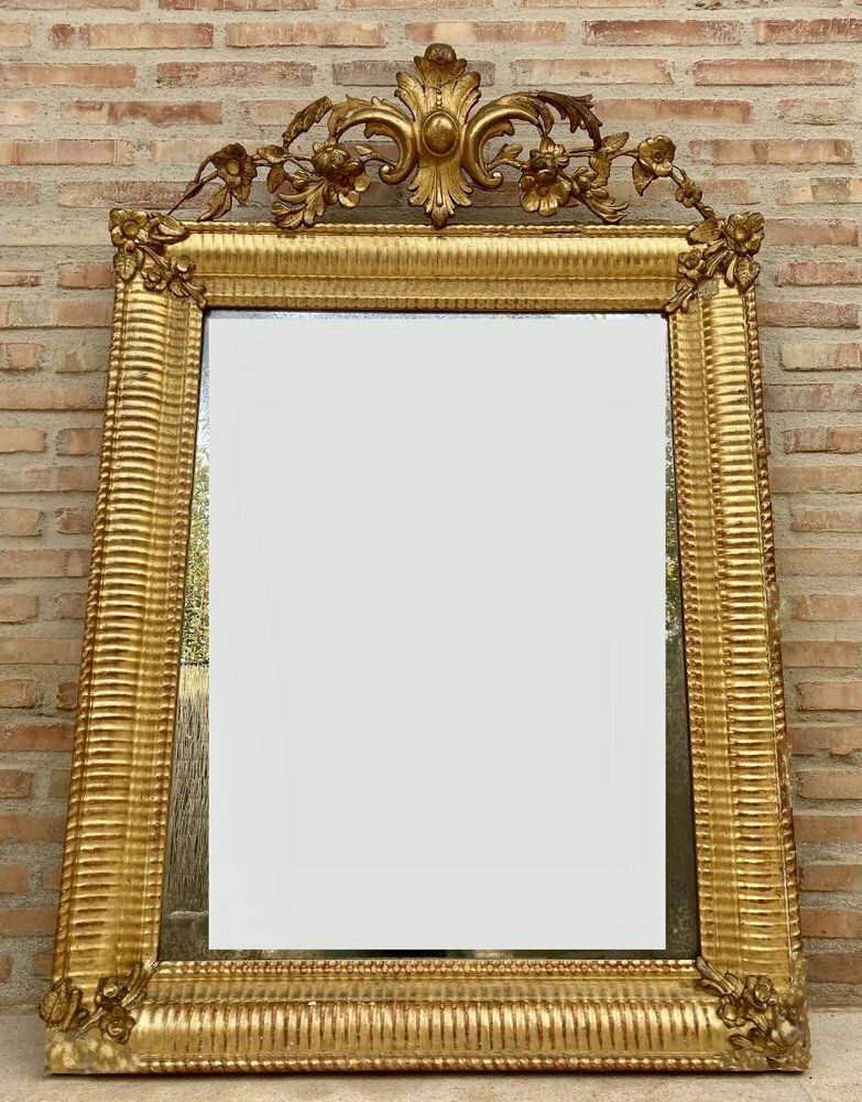 Antique French Louis XVI Gold Leaf Mirror, 1890s photo for sale