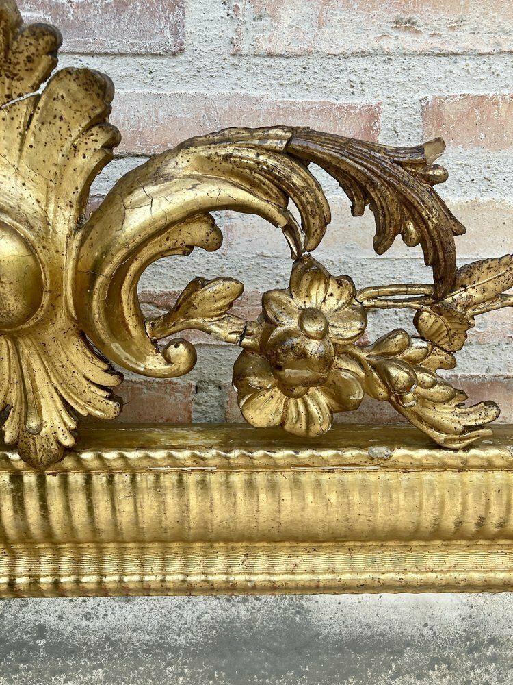 Antique French Louis XVI Gold Leaf Mirror, 1890s photo vintage