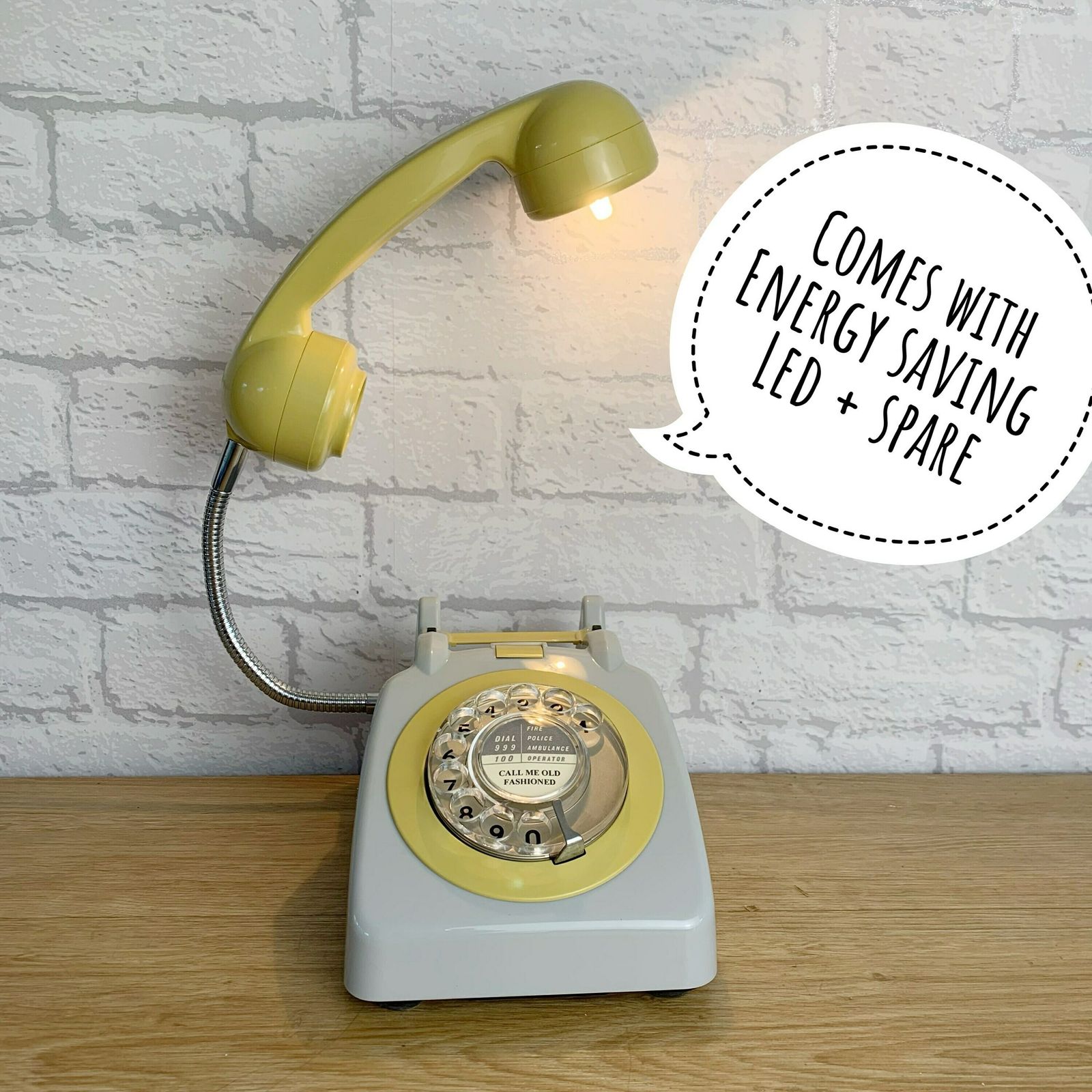 Retro Telephone Lamp Grey / Mustard photo for sale