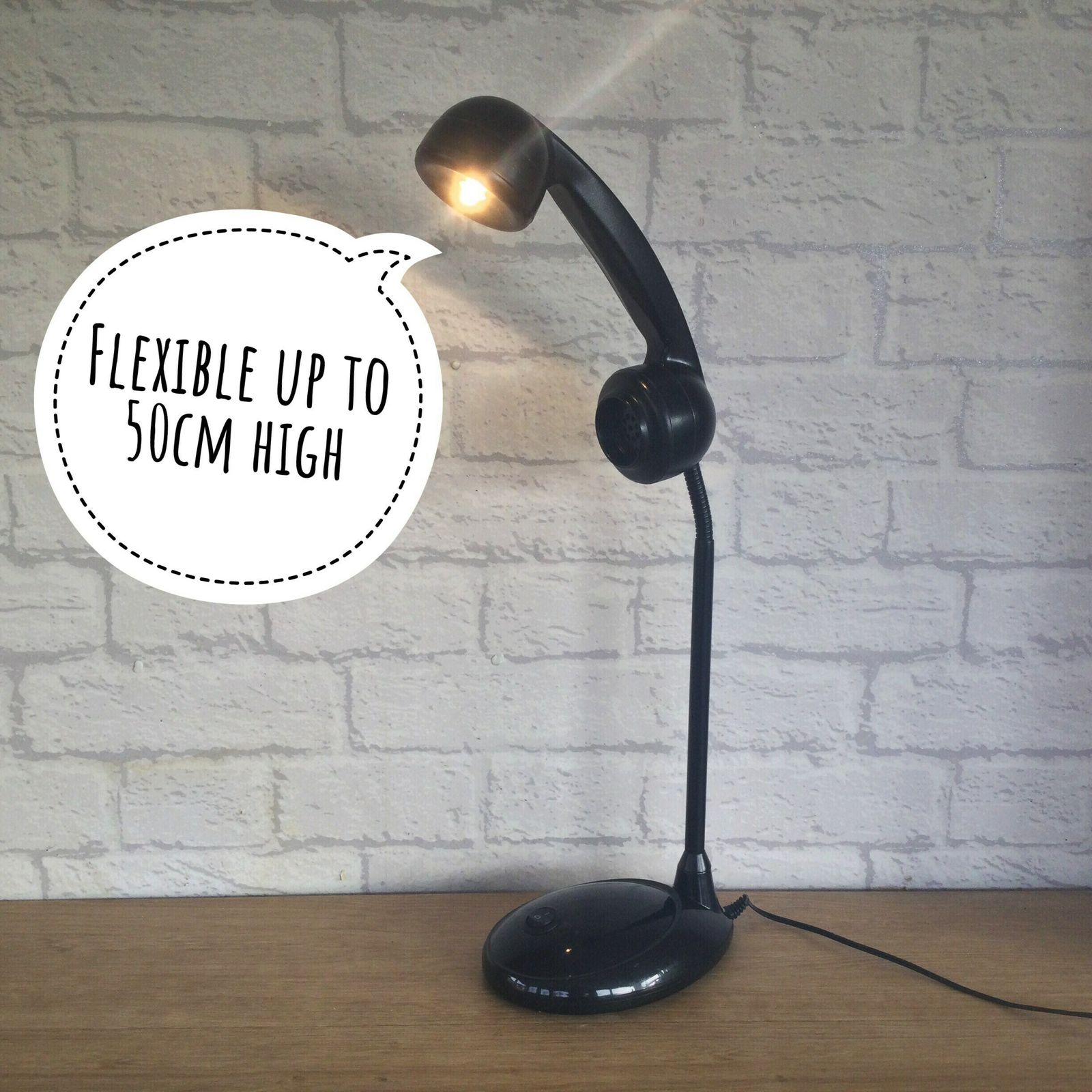 Retro Telephone Handset Lamp Black photo for sale
