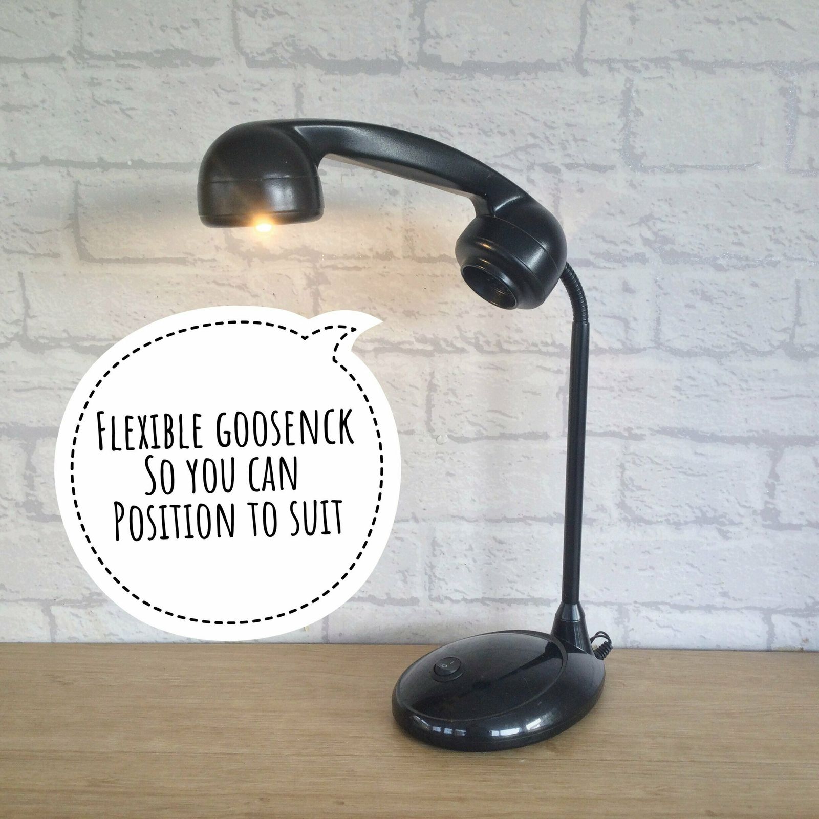 Retro Telephone Handset Lamp Black photo buy