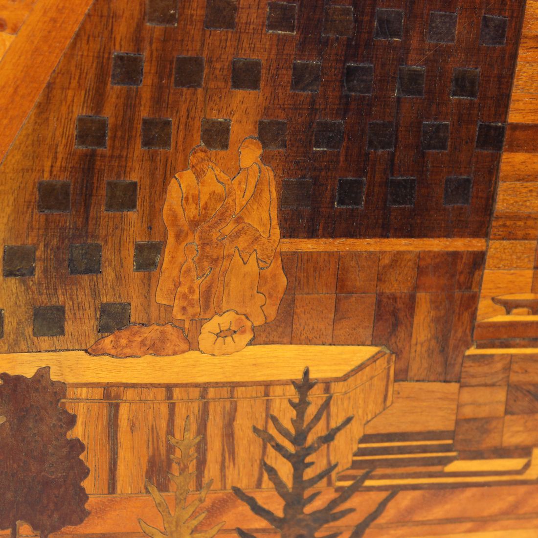 Unique Art Work In Inlaid Wood Veneer, Czechoslovakia 1950s photo vinterior