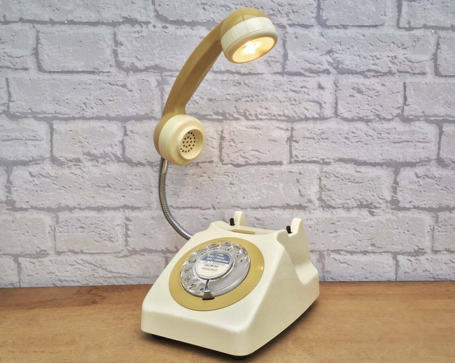 Retro Telephone Lamp Cream / Mustard