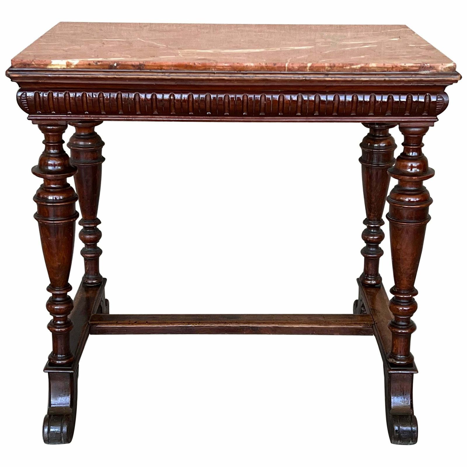 Table d'appoint néoclassique en noyer, plateau en marbre, Italie, XIXe siècle