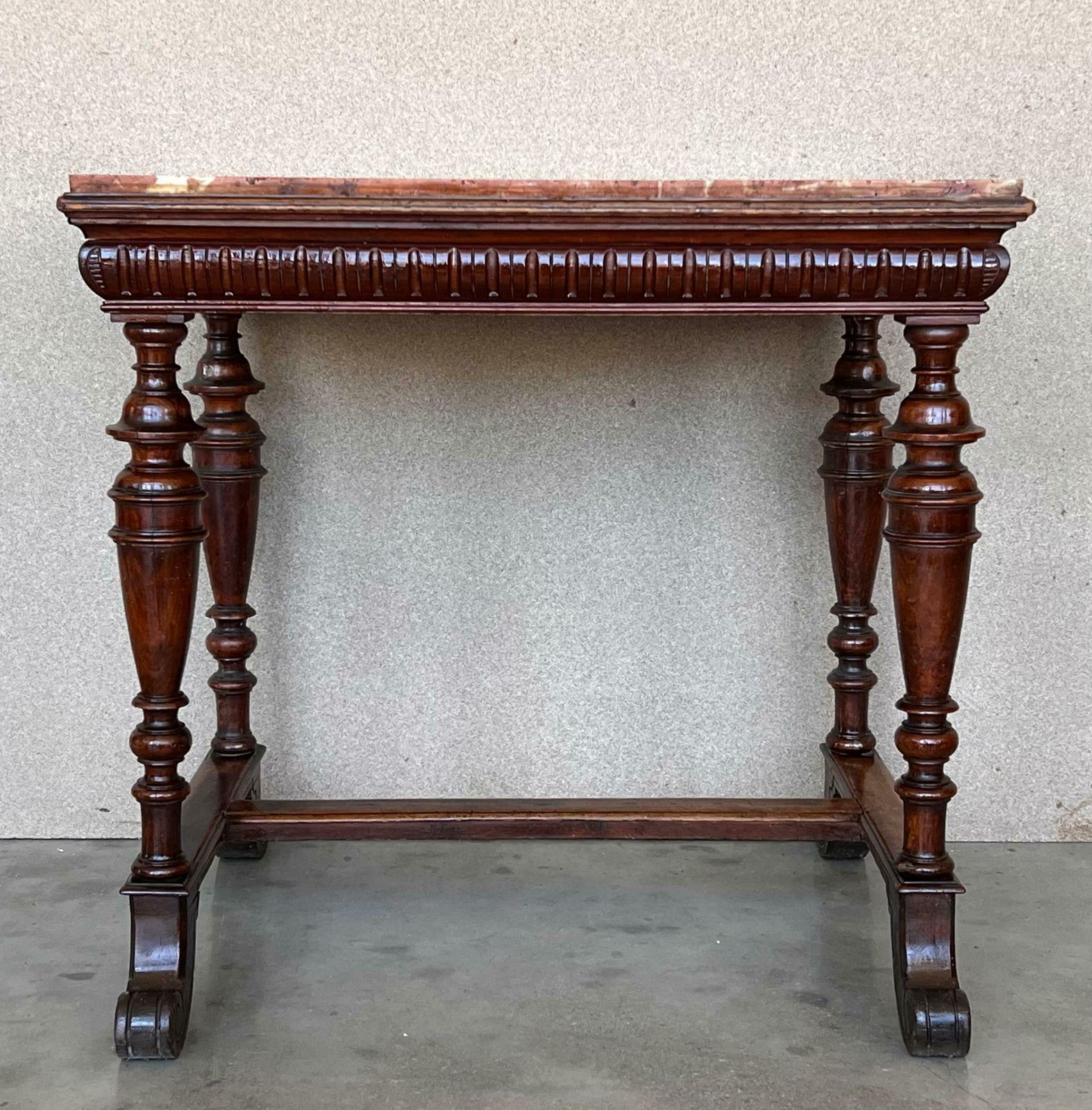 Table d'appoint néoclassique en noyer, plateau en marbre, Italie, XIXe siècle photo furniture