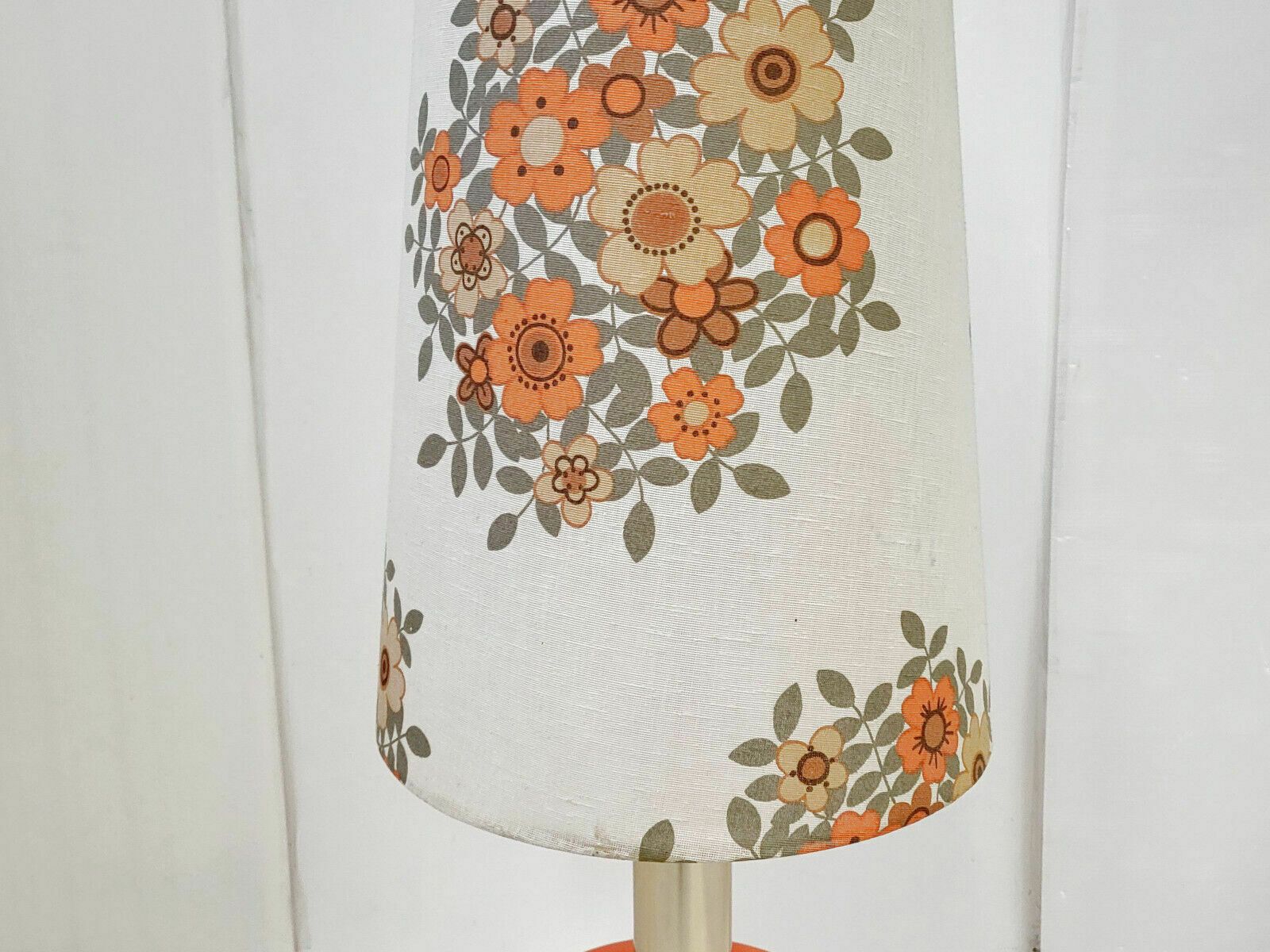 photo furniture Vintage Floor Lamp 1970 Space Age Orange Glass & Brass 70s Flower Power