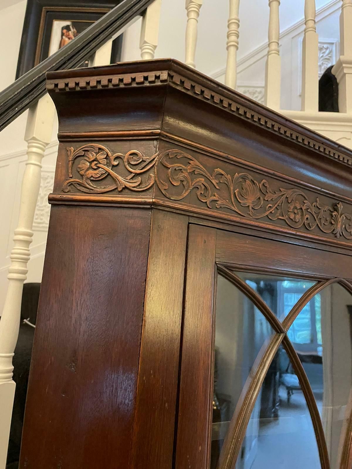 photo furniture Antique Mahogany Astragal Glazed Carved Corner Cabinet