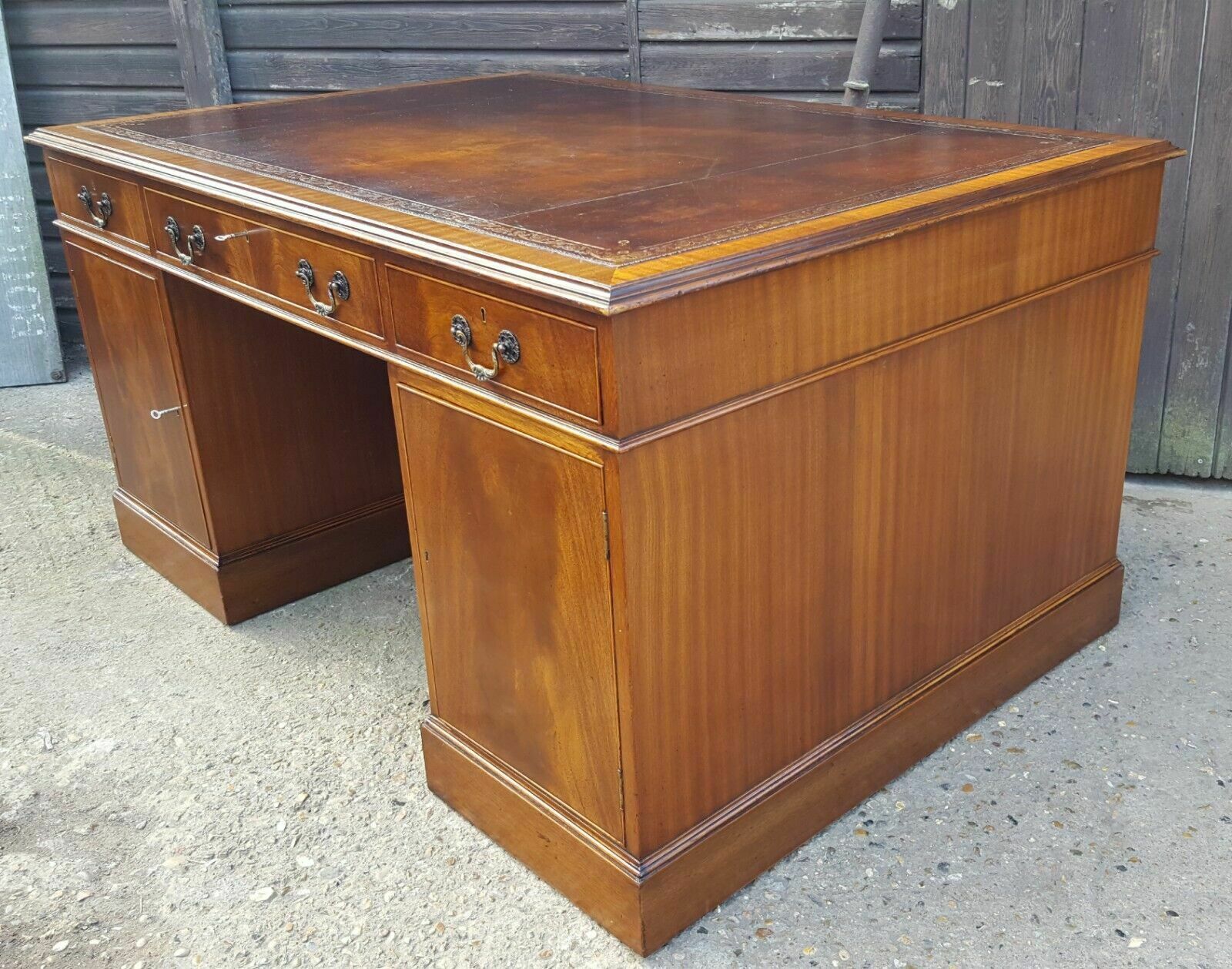 Antique Style Mahogany Partners Desk photo vintage