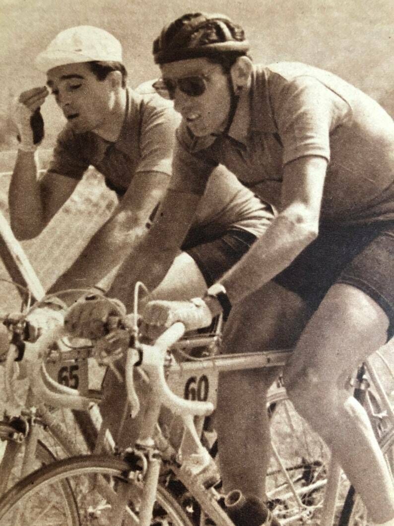 Fausto Coppi Original Vintage Cycling Print 1953 Tour De France photo furniture